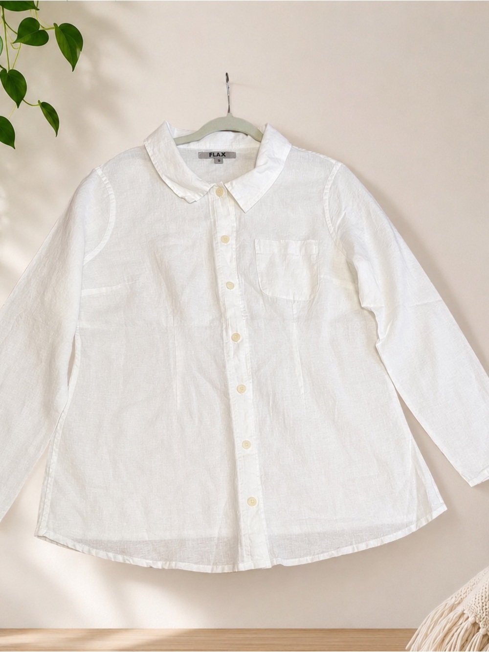 Flax 100% Linen White Button-Down Shirt